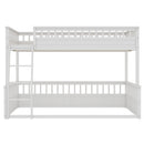 Full XL over Queen Bunk Bed with Ladder and Guardrails, White