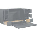 Full Size Murphy Bed with Drawers, Cabinets and USB Ports,Gray