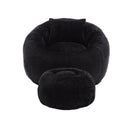 COOLMORE Modern Extra Large Round Bean Bag Chair with Footrest for Living Room, Chenille Fabric Lazy Sofa with Pillow for Adults, Teenagers,Child, Suitable for Bedroom, Dormitory, Study Room