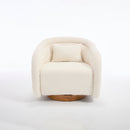 Swivel Accent Chair, 360-degree Swivel Barrel Chair with Teddy Upholstery, Comfy Pumpkin-Shaped Swivel Chair for Living Room, Bedroom, or Office