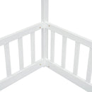 Double Twin House-Style Floor Bed with Fence, Guardrails, without door, White(Old Sku:W504P143317)