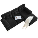 82.6' Modern Sectional Sofas Couches Velvet L-Shaped Couches for Living Room, Bedroom, Black