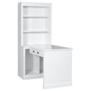 83.4'Tall Bookshelf with Writing Desk, Modern Bookcase with Study Desk, Workstation with Storage Shelf,Storage Bookcase with Open Shelves and LED Lighting for Living Room,Home Office,White