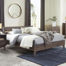 Queen Panel Platform Bed Dark Brown Walnut Storage