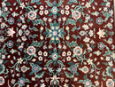 Indo Persian Rug 8x10, Red and Ivory, Floral Allover, Handmade Wool Area Rug