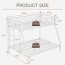 Metal Loft Bunk Bed Twin Over Full Size With Guardrail And Ladder Cream White