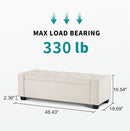 48 Inch Storage Unit Ottoman Bench Upholstered Beige