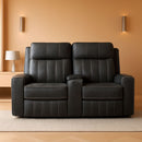 Gray Faux Leather Reclining Loveseat With Manual Recline