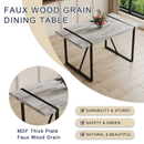 Table and chair set.A minimalist retro rectangular dining table with a specially textured top and black metal legs.Paired With 4 Mid-Century Style Upholstered Side Black PU Chairs,Spoon Shaped Chairs.