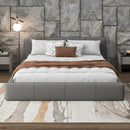 Stylish Gray Upholstered Bed - Elegant Faux Leather Full Size with Birch Wood Frame