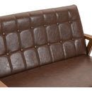 Mid-Century Modern Solid Loveseat Sofa Upholstered Pu Leather Loveseat, 2-Seat Upholstered Loveseat Sofa Modern Couch