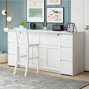 Full Size Murphy Bed with Drawers, Cabinets and USB Ports,White