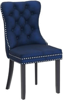 Navy Velvet Wingback Dining Chairs Set Of 4 Modern