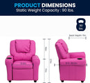 Hot Pink Kids Recliner With Cup Holder Compact Design