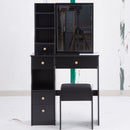 29.2' Small Size Left Drawer Desktop Vanity Table + Cushioned Stool, Extra Large Right sliding mirror, Multi Layer High Capacity Storage, Practical Fashionable Dresser, Suitable For Small Space