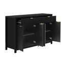 Modern Wave-Pattern Sideboard Cabinet with 2 Drawers and 4 Doors, 3-Level Adjustable Shelves, Aluminum Arc Handles, Scandinavian Style, 3 Colors, Suitable for Entryway, Living Room, Foyer