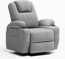 Gray Fabric Swivel Rocker Recliner With Vibration Massage