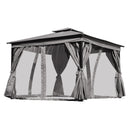 TREXM 10x12 Outdoor Gazebo Tent with Double Roofs, Patio Gazebo with Mosquito Netting and Privacy Screens, Patio Canopy for Shade and Rain for Backyard, Garden, Lawn and Deck (Grey)