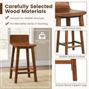 24.5 Inch Counter Height Farmhouse Wooden Bar Stool Set Of 2 With Brown Footrest And Low Back