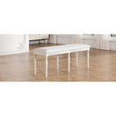 Vintage Traditional 50.4inch Upholstered Dining Bench with 6 Solid Wood Legs, Cream