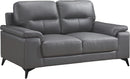 Top Grain Leather Two Piece Living Room Sofa Set Dark Gray