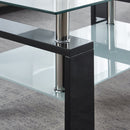 Artisan Center Coffee Table, Tempered Glass Top Stainless Steel Legs for Living Room, Black