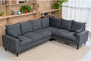 Six Seat Corner Sectional Sofa With Linen Fabric For Living Room