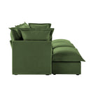 Living Room Sofa Slipcovered Sofa 3 Seater Sofa With 3 Ottomans, Oversized 3-Seat Sleeper Sofa Bed Home Theater Sofa,  Chenille, Green