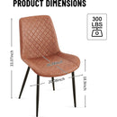 Brown Leathaire Dining Chairs Set of 2,Mid-Century Modern Leathaire Chairs Kitchen Living Room Armless Side Chair with Metal Legs Set Of 2