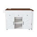 Modern Kitchen Island with Extendable Dining Table & Power Outlet, White MDF, 74.8'