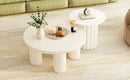 U-Can Modern Coffee Table Set of 2, Round Coffee Table with Cylindrical Leg Design and 1 End Table for Living Room
