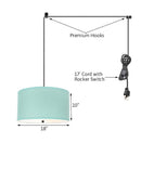 2 Light Swag Plug-In Pendant 18"w Island Paradise Blue with Diffuser, Black Cord