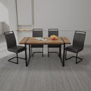 59 "Rural Industrial Rectangular MDF Wood Color Dining Table Set and PU Armless Dining Chair Set 4. Kitchen Black Metal Table Leg Dining Chair Set