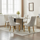 Rayon Cloth Flocking Chenille Dining Chairs Channel Kitchen Dinner Chair Comfy  Fabric Upholstered Accent Chair for Dining Room with Golden Stainless Steel Plating Legs,Set of 2 (Beige), SW1647BG