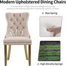 Beige Velvet Dining Chairs Set Of Four Wingback Button Tufted Dining Room Chairs