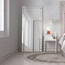 Modern Squared Corner Rectangle Wood Wall Mirror 24 x 54