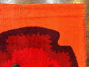 Danish Rya Shag Rug 4x6, Mid Century 1960s Retro Vintage Wool Rug, Shades of Red