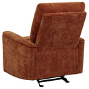 Navarro Chenille Upholstered Glider Recliner Burnt Orange
