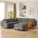 Modern Modular Sectional couch,6 Seaters Sleeper Sofa Upholstered Corduroy Free Combination Sofa(Grey)