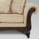Hernen Carved Wood Frame 5Piece Living Room Set Beige Wheat