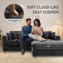 105' Oversized Sectional Sofa Cloud Couch for Living Room, Modern stripe L Shaped Couch, Comfy Boucle Modular Sofa Sleeper with Moveable Ottoman (Gery)