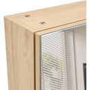 Natural Wood Grain Multi-Function Mirror Cabinet - Clear Mirror and Storage Space. MDF material mirror cabinet,a separate wall mounted bathroom mirror for storage and space saving.