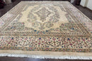 Indo Persian Rug 12x15, Palace Sized Carpet, Oversized Wool Handmade Rug, Kerman Rug, Semi Open Field, Pande Cameron Rug, Beige