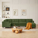 Modern Modular Sectional couch,6 Seaters Sleeper Sofa Upholstered Corduroy Free Combination Sofa(Green)