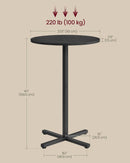 Round Pub Table 23 Inch Diameter Ebony Black Metal Frame