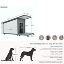 Modern Design Outdoor Dog House with Food Bowl and Wheels, Grey Pine, 44.1 x 22.1 x 28.8 inches