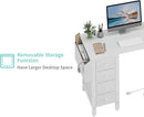 White 47 Inch L Shaped Corner Desk With Reversible Storage