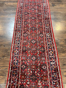 Long Persian Runner Rug 2.9 x 17, Red Handmade Wool Rug for Hallway, Antique Persian Carpet, 17ft Runner, Persian Hamadan Dargazine Rug