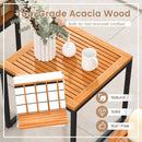 Three Piece Acacia Wood Patio Chair Set With Cushioned Seats For Balcony Porch And Backyard Beige