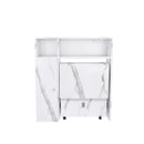 Multifunctional Folding Dining Table with Wall-Mounted Sideboard & Storage, White MDF, Space-Saving Design